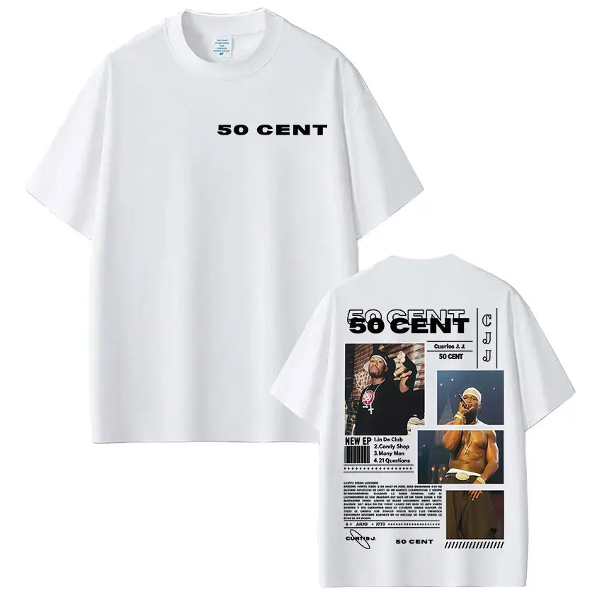 Rapper 50 Cent Tour 2025 Album Graphic T Shirts Mens Clothing Hip Hop Rock Short Sleeve T-shirt Fashion Oversized Cotton T Shirt