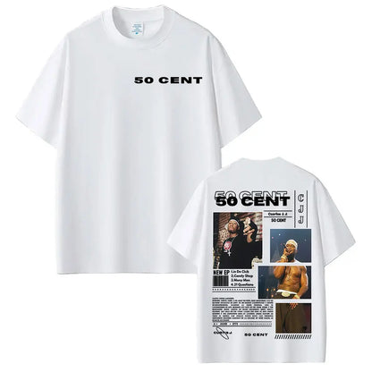 Rapper 50 Cent Tour 2025 Album Graphic T Shirts Mens Clothing Hip Hop Rock Short Sleeve T-shirt Fashion Oversized Cotton T Shirt