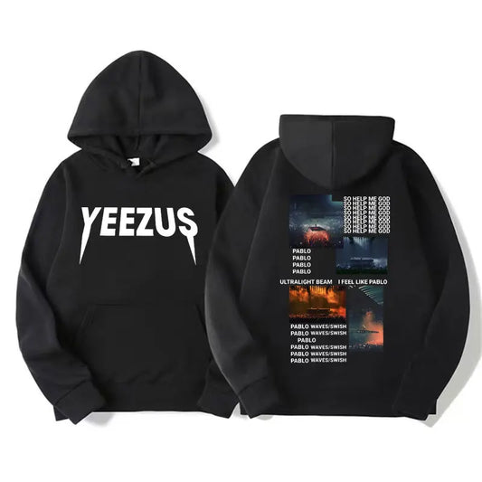Rapper Kanye West Yeezus Hoodie The Life of Pablo Print Pullover Sweatshirt Men Women Fashion Vintage Hip Hop Hoodies Streetwear