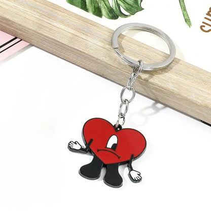 Rabbit Bad Bunny Pendant Keychain Hip Hop Pop Singer Fans Gift Keyring Jewelry Women Men Gift