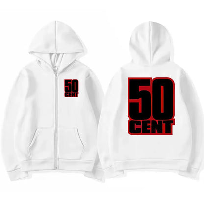 Rapper 50 Cent The Massacre classic Album Graphics Zipper Sweatshirt Unisex hip hop punk streetwear Hoodie Men women Fleece Coat
