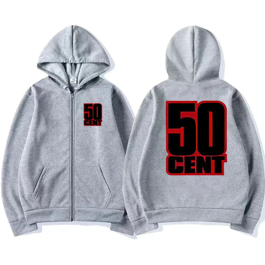 Rapper 50 Cent The Massacre classic Album Graphics Zipper Sweatshirt Unisex hip hop punk streetwear Hoodie Men women Fleece Coat