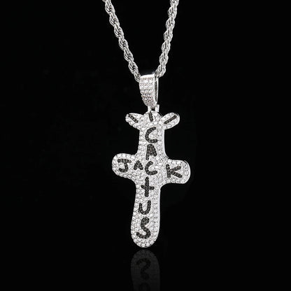 Hip Hop Singer Travis Scott With Cactus Jack Cross Zircon Pendant Necklace