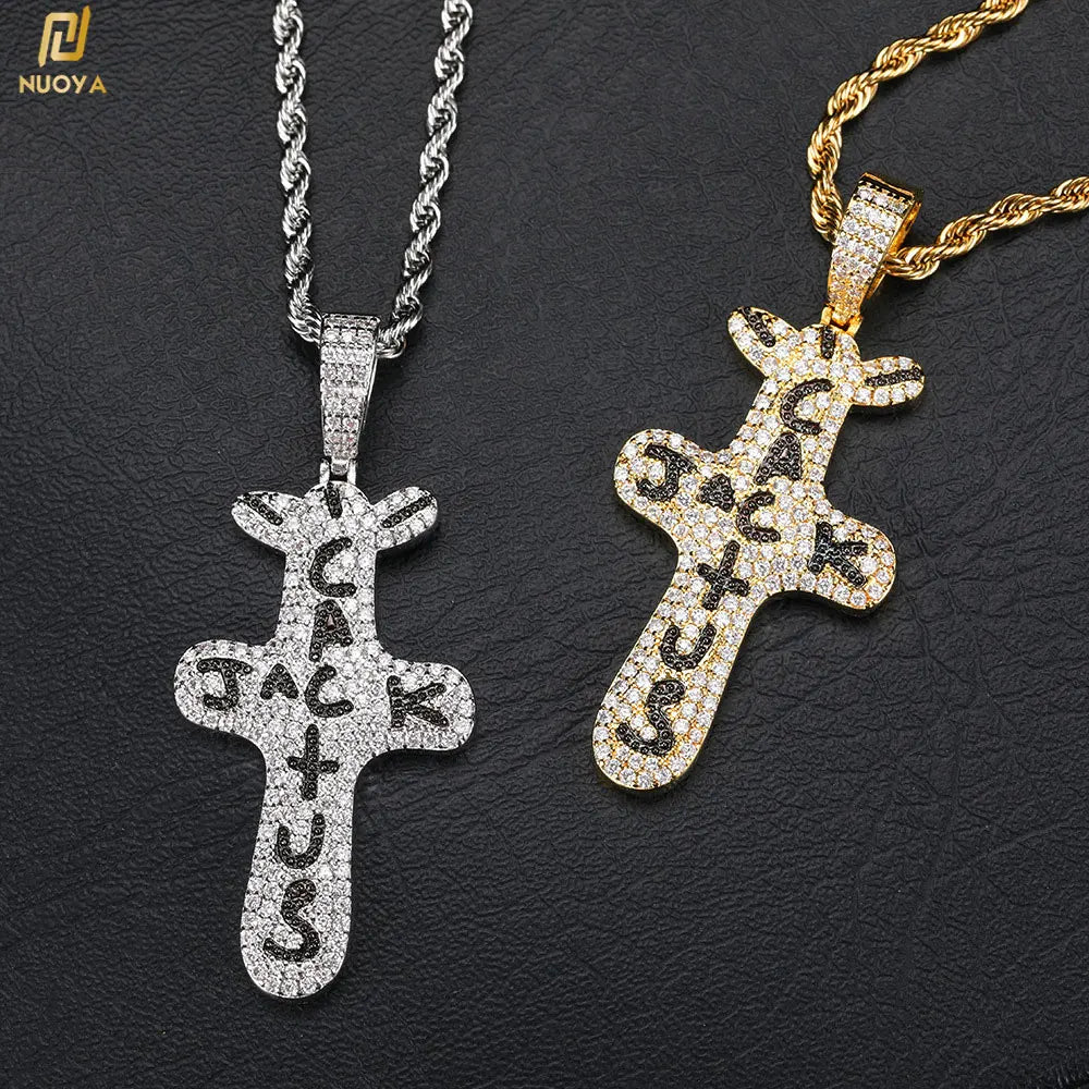Hip Hop Singer Travis Scott With Cactus Jack Cross Zircon Pendant Necklace