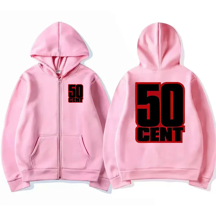 Rapper 50 Cent The Massacre classic Album Graphics Zipper Sweatshirt Unisex hip hop punk streetwear Hoodie Men women Fleece Coat
