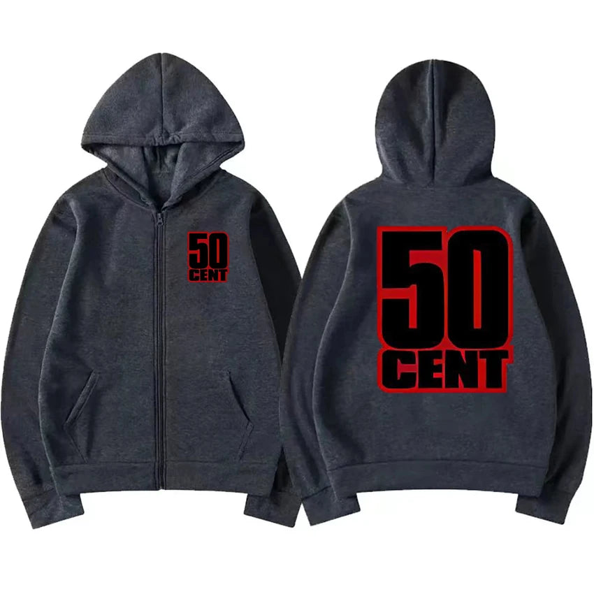 Rapper 50 Cent The Massacre classic Album Graphics Zipper Sweatshirt Unisex hip hop punk streetwear Hoodie Men women Fleece Coat