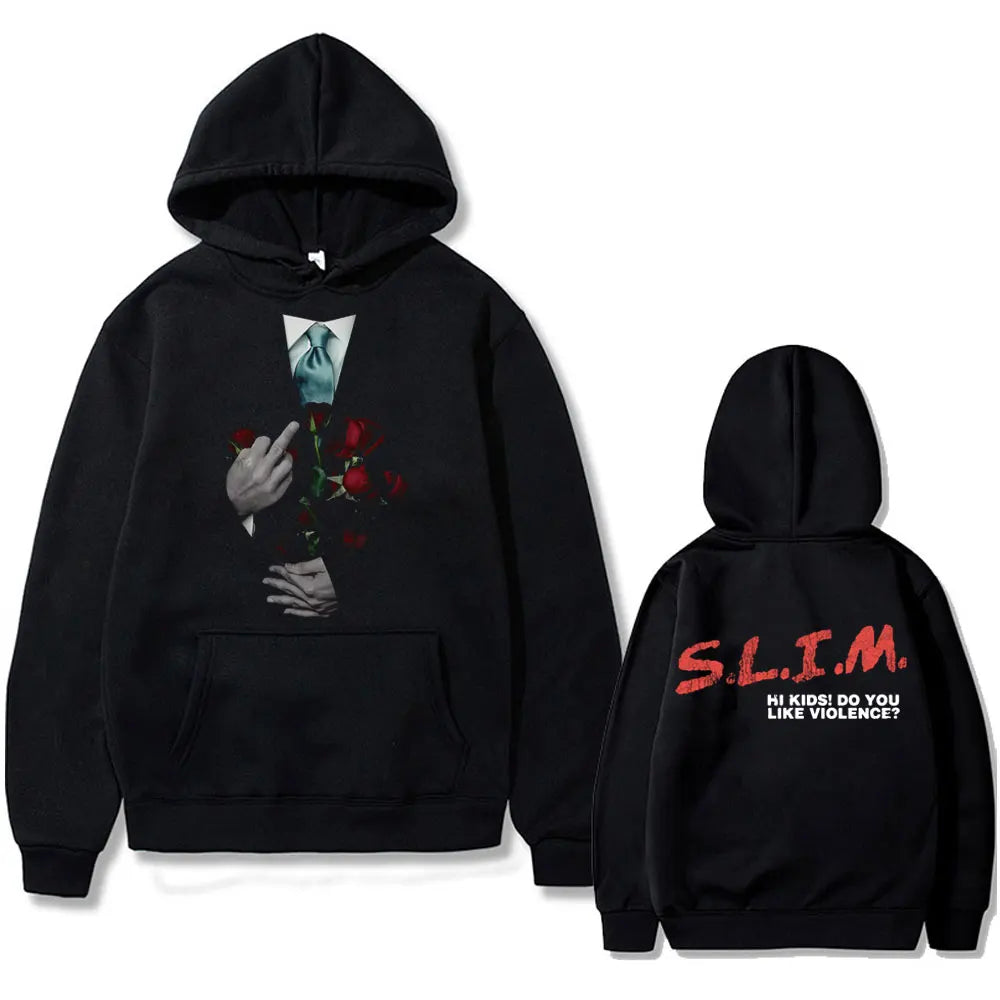 Hip Hop Rapper Eminem Slim Hi Kids Do You Like Violence 2025 Autumn/Winter 100% Pure Cotton Printing Hoodie Men Fashion Oversize